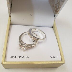 Charter Club, NWT, Silver plated 2 ring, wedding ring set, size 9